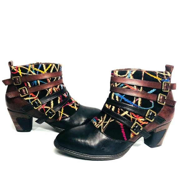 L' Artiste Leather Ankle Boots Black Brown Spring - Picture 5 of 10